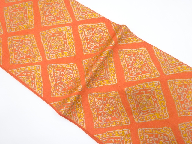JAPANESE KIMONO / ANTIQUE FUKURO OBI / WOVEN FLOWER ARABESQUE